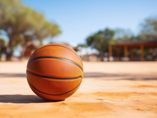 basketball on the ground on a sunny day