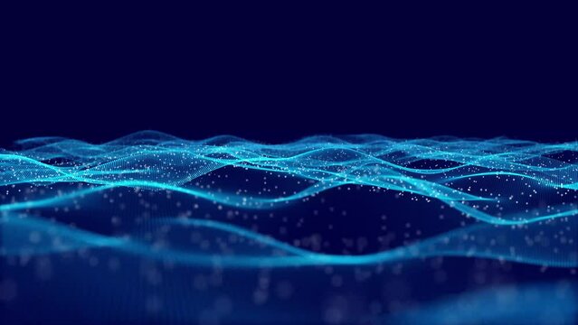 abstract luxurious sparkling wave particles flow background, Motion of digital data flow. Big data background concept.