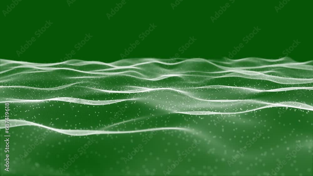 Poster abstract digital dynamic particle waves with light motion lights background, data flow, cyber techno