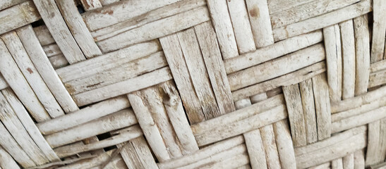 The texture of the bamboo woven wall, the background of the bamboo woven wall, taken at close range