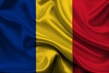 High detailed flag of Romania. National Romania flag. Europe. 3D illustration.