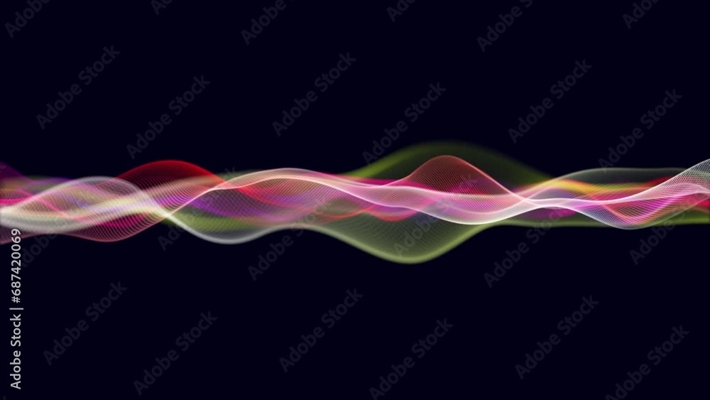 Aufkleber digital particles wave, data wave or water waves slice background. looped. dot terrain cold waves.
