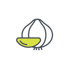 Vector sign of the garlic symbol isolated on a white background. icon color editable.