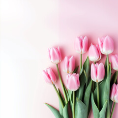 Bouquet of pink tulips flowers