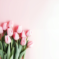 Bouquet of pink tulips flowers
