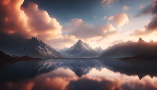 Evening Reflections Transforming a Lake with Majestic Mountain Views