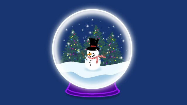 4K animation of cute snowman for christmas