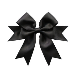 black ribbon bow isolated on transparent background,transparency 