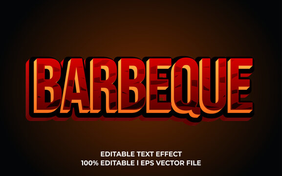 Barbeque 3d text effect, editable text for template headline