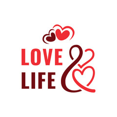 Love and Life Text based logo design wordmark with heart sign