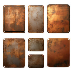 square rusty old metal plate isolated on transparent background,transparency  - obrazy, fototapety, plakaty
