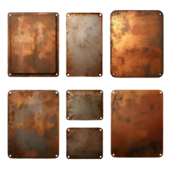 Foto op Canvas square rusty old metal plate isolated on transparent background,transparency  © SaraY Studio 