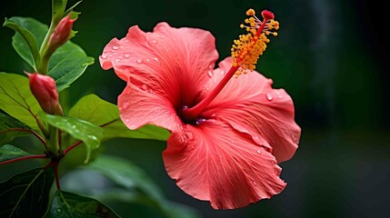 lush tropical hibiscus flower closeup