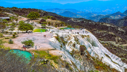Thermal Mineral Spring Hierve el Agua, natural rock formations in Oaxaca, Mexico.