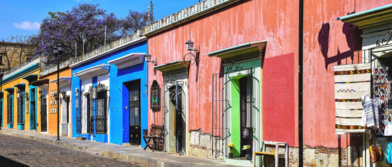 Colorful houses line Garcia Vigil street in downtown Oaxaca.