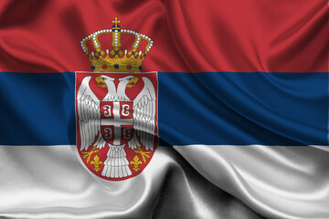 High detailed flag of Serbia. National Serbia flag. Europe. 3D illustration.