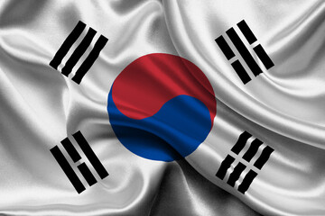 High detailed flag of South Korea. National South Korea flag. Asia. 3D illustration.