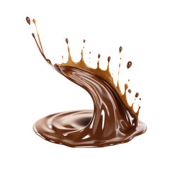 Pouring chocolate dripping splash isolated on transparent background,transparency 