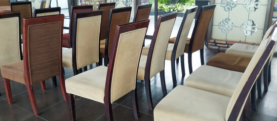 Modern wooden office chair desk, taken at close range