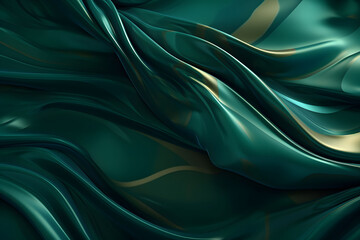 Obraz premium Dark green texture wavy fluid trendy modern background