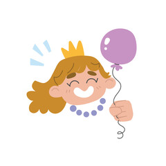 Portrait of a happy girl with a balloon. Laughing girl at the festival. Happy Birthday. Child at a children's party