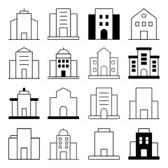 Set of Building icon. Pictogram vector design.