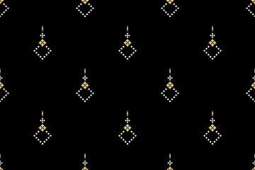 Nature vintages cross stitch traditional ethnic pattern paisley flower Ikat background abstract Aztec African  © Happy.Panda789