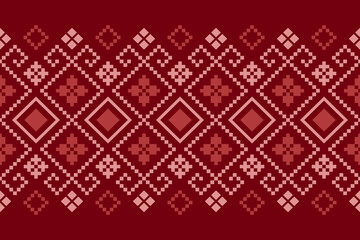 Red Cross stitch colorful geometric traditional ethnic pattern Ikat seamless pattern abstract design for fabric print cloth dress carpet curtains and sarong Aztec African Indian Indonesian