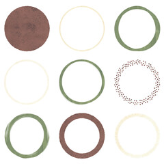 Decorative goache circle set. Design elements. Handmade.