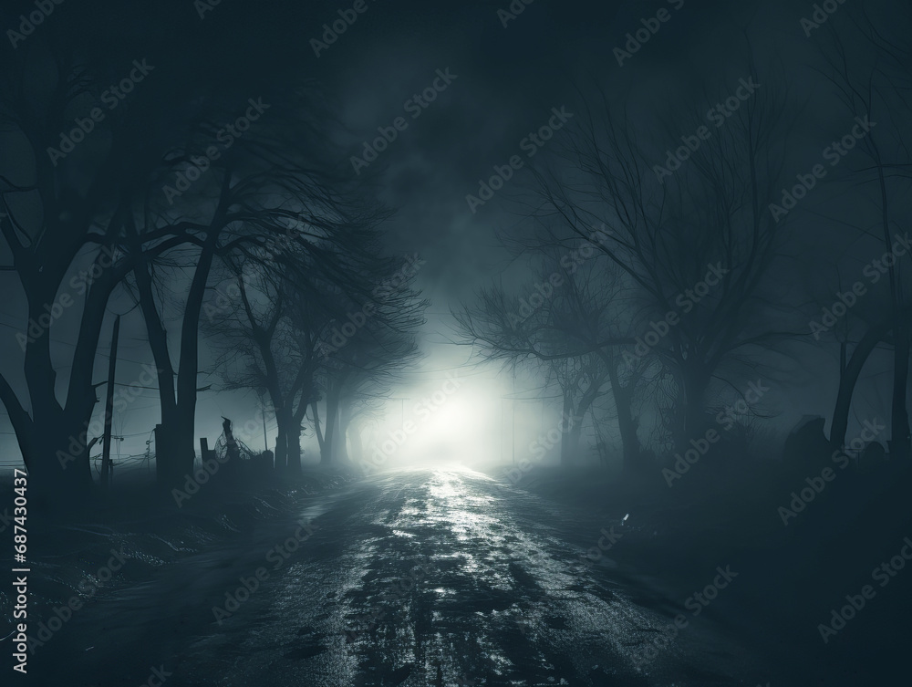 Poster golden hour light floods a mist covered forest, creating a dreamlike ambiance. magical nature backgr