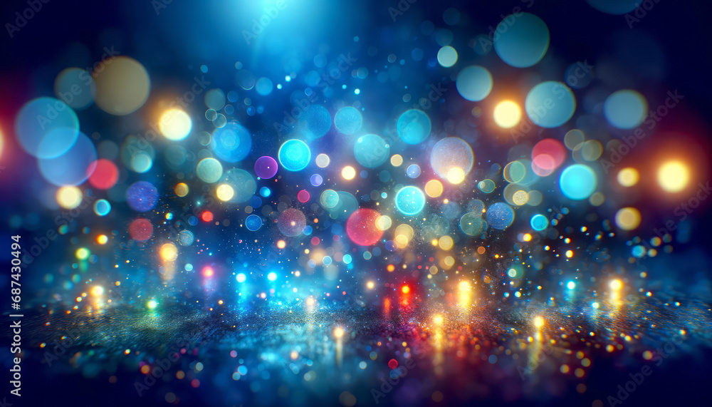Poster vibrant bokeh explosion with a spectrum of colorful highlights. generative ai