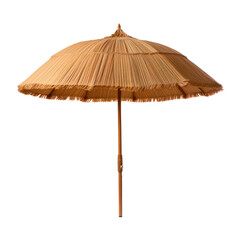 Straw beach umbrella isolated on transparent background,transparency 