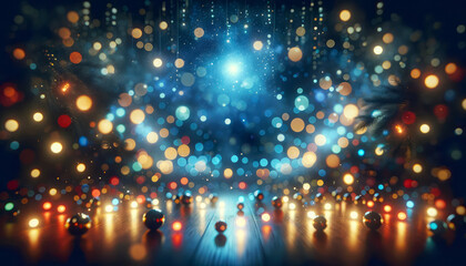 Fototapeta na wymiar A dazzling display of bokeh lights creating a festive holiday scene. Generative AI