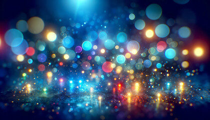 Vibrant bokeh explosion with a spectrum of colorful highlights. Generative AI