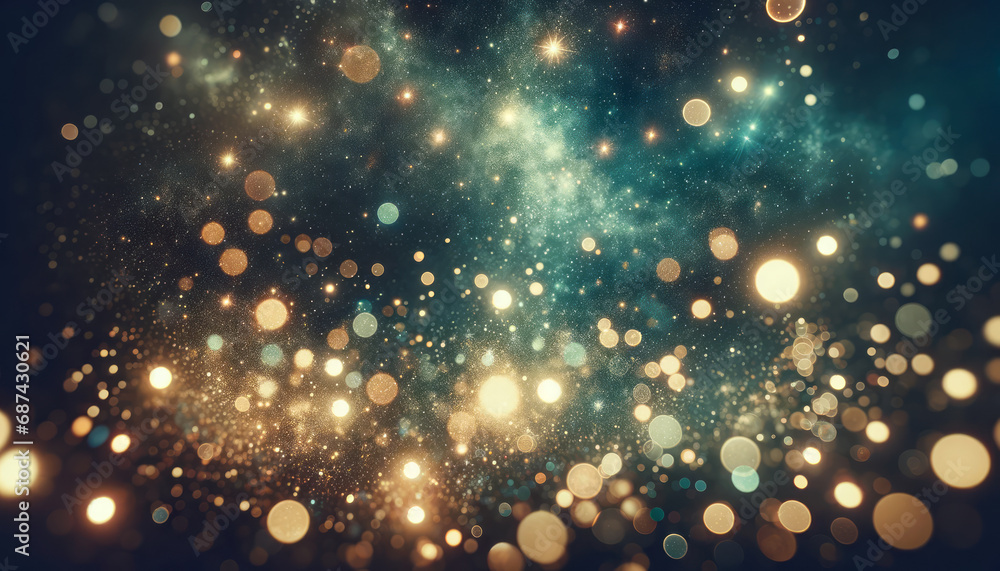 Aufkleber galactic bokeh background with golden lights, abstract universe concept. generative ai