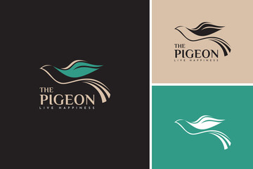 Wellness life of pigeon silhouette logo, bird care logo design vector template