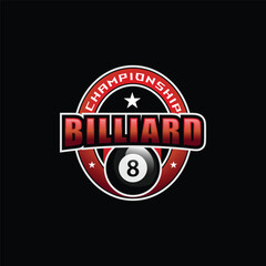 Championship billiard logo template design vector