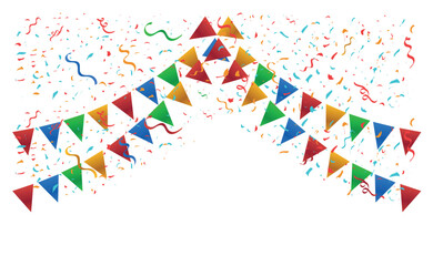 Falling colorful confetti with flag illustration pattern background