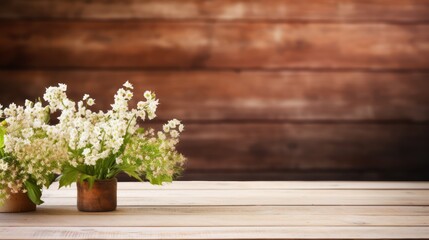Fototapeta na wymiar Empty wooden background with flower 