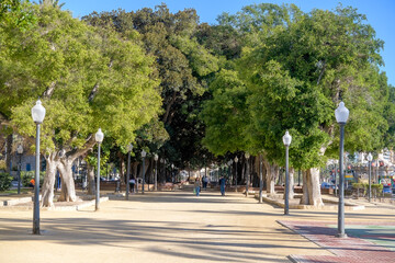 Dirt Flooring in the Canalejas Park, a colonial local landmark in Alicante, Spain