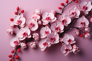 pink orchids in close-up as a background. exotic flowers.