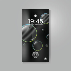 Smartphone screen with colorful abstract bubble wallpaper creative