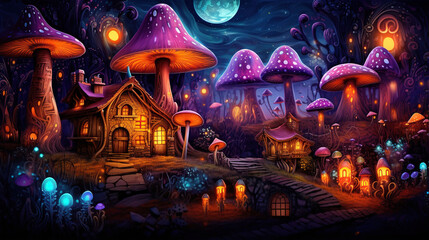 The Haunted House in the Mushroom Forest. Generative Ai