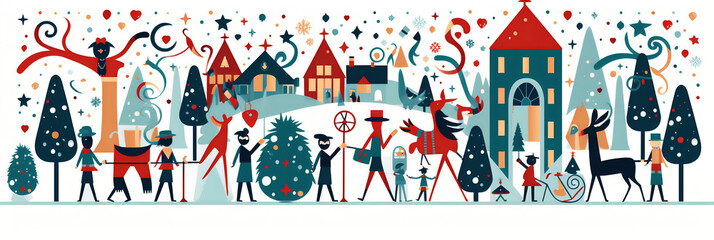 Fêtes et célébrations (Noël, anniversaires, mariages), vector, flat design, illustration et background.