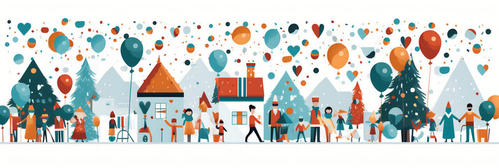 Fêtes et célébrations (Noël, anniversaires, mariages), vector, flat design, illustration et background.