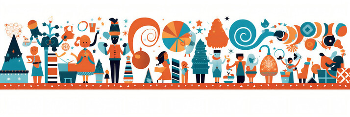Fêtes et célébrations (Noël, anniversaires, mariages), vector, flat design, illustration et background.