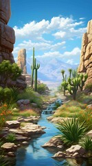 Fototapeta premium painting showcasing a desert oasis