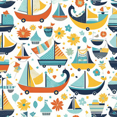 seamless pattern with ships