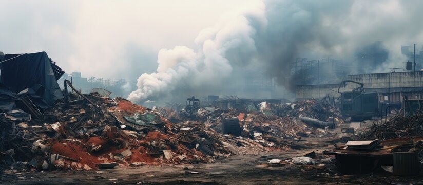 Asbestos waste in ecological setting or texture. Scenic scrap yard.