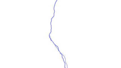 realistic lightning stroke isolated on transparent background, png